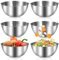 6 Stück Edelstahl Schüssel, Rührschüssel 1.2L, Stapelbar Schüssel Salatschüssel Set, Edelstahl Schüsseln mit Messmarken, Küchenschüssel, Spülmaschinenfest Salatschüsseln Snackschale Servierschüssel