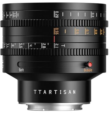 TTArtisan Lente Dual Bokeh con Cuerpo metálico Cine T2.1 de 35 mm para Montura Sony E, Color Negro