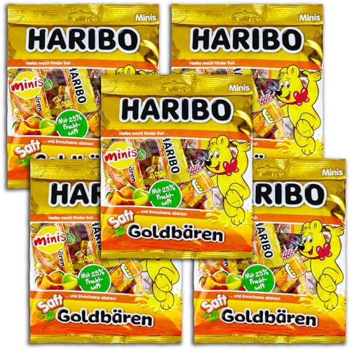 5 er Pack Saft Goldbären Minis 5x 220 g (5 x 14 kleine Tütchen Fuchtgummi Bärchen)