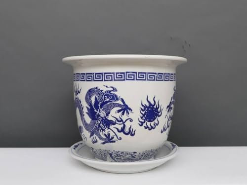 Yajutang Pot de fleurs en porcelaine avec motif dragon Ø 22 cm