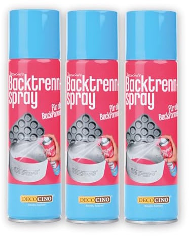 DECOCINO XXL Backtrennspray SET 3x 200 ml zum Backen | zum Einfetten von Back- & Silikonformen, ohne Palmöl, vegan, Backzubehör