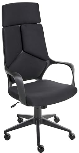 Beliani Office Desk Chair Swivel Adjustable Height Polyester Black Delight