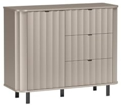 Masseno Kommode MODERNO 111 cm Sideboard mit 3 Schubladen und 1 Türen für Wohnzimmer Schlafzimmer Modern 111x40,5x91 cm Beige