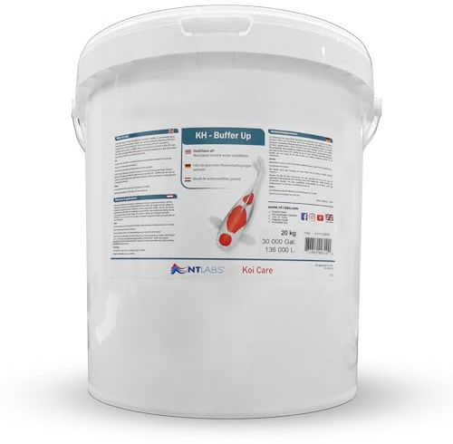 NT Labs Koi Care KH Buffer Up pH Stabiliser (20kg) | Carbonate hardness minerals increase the alkalinity reserve of pond water to prevent sudden catastrophic pH crashes.