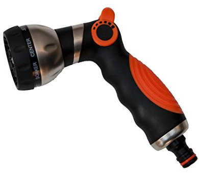 Garden Watering hosepipe 8 Different Pattern Spray Gun with Universal Click Hose Connection,Push bar Flow Regulator so no Need to Keep held on,Rubber no Slip Grip