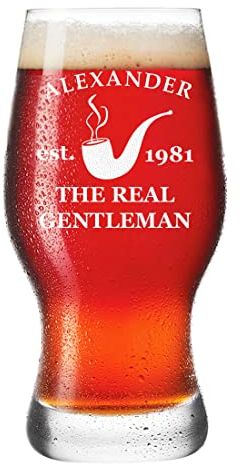 Leonardo Bierglas 0,5 L mit Gravur für Männer - Motiv Real Gentleman Pfeife - echt Kerle - Bierliebhaber - spülmaschinengeeignet - besonders widerstandsfähig - Geburtstag, Weihnachten, Jubiläum