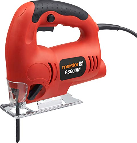 Meister Pendelhub Stichsäge 600 W, PS600M - 3 Pendelstufen - 45° Gehrungsschnitte - Staubsaugeradapter / Handsäge mit Soft-Grip Einlagen / 5403120, Rot
