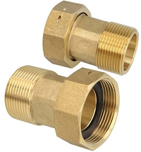 Wasserzähler-Verschraubung, MS-blank 1 1/2 AG x 2 Überwurfmutter