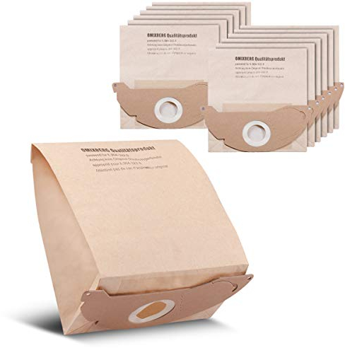 10 Staubsaugerbeutel 6.904-322.0 abgestimmt für WD2, Kärcher A 2054, Kärcher A2004, WD 2 Filtertüten im Vorteilspack,von Omixberg [Energieklasse A++]