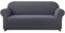 subrtex kariert Sofabezug Sofahusse Sesselbezug Stretchhusse Sofaüberwurf Couchhusse Spannbezug(4 Sitzer,Grau)
