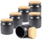 Tuuters Keramik Gewürzgläser Set mit Korken - 150ml Korkenglas mit Lichtschutz (6 Stück schwarz)
