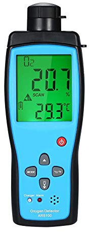 Cheffort Sauerstoff-Gasmessgerät, Digital Tragbar Automotive O2 Gas-Tester, Digital LCD Display Alarm O2 Konzentration Messgerät für Auto, Klettern, Tunnel, Labor und Industrie