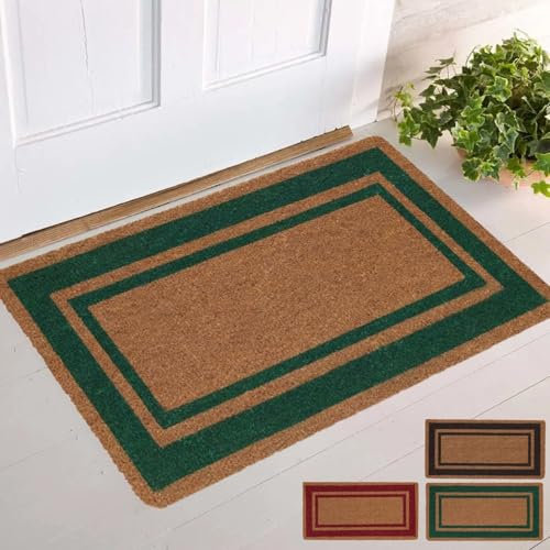 parpyon® Zerbino ingresso casa esterno Classico CM 40X80 in Cocco Naturale con fondo ANTISCIVOLO Tappeto entrata per esterno ed interno tappeti moderni (CM 40X80, Bordo-2V)