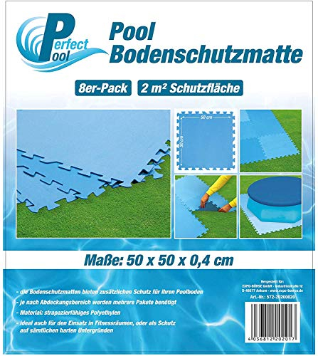 Perfect Pool Poolmatte Pool Bodenschutzmatte Fitnessmatte 8er Pack (50 x 50 cm in Blau)