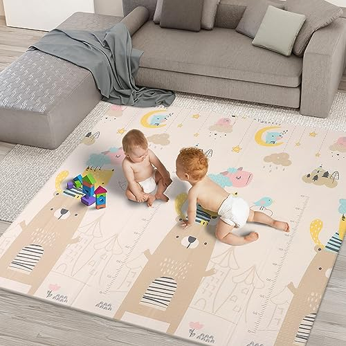 kidoola Reversible Large Baby Play Mat, Soft Playmat for Baby's Crawling, Tummy Time, Thick Floor Mats for Children, Toddlers & Babies, Play Mats for Floor in Bedroom, Nursery & Playroom (Style 2)