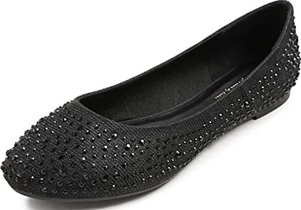 Feversole Damen Klassische Ballerinas Profilsohle Glänzende Paillette Flach