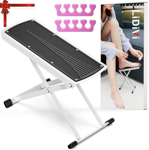 LiDiVi Pedicure Foot Rest, Adjustable Metal Foot Stand, Iron Frame, Salon & Spa Stool, White, Special Feature: Adjustable