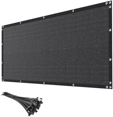 Clôture brise-vue noire de 1,8 m x 15,2 m en maille robuste pour panneau extérieur, jardin, jardin, porche, terrasse, balcon LSYY