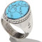 Rock and Steel Herren Ring Siegelring mit oval Türkis Stein, Silber Edelstahl (Silber, 69 (22.0 mm))