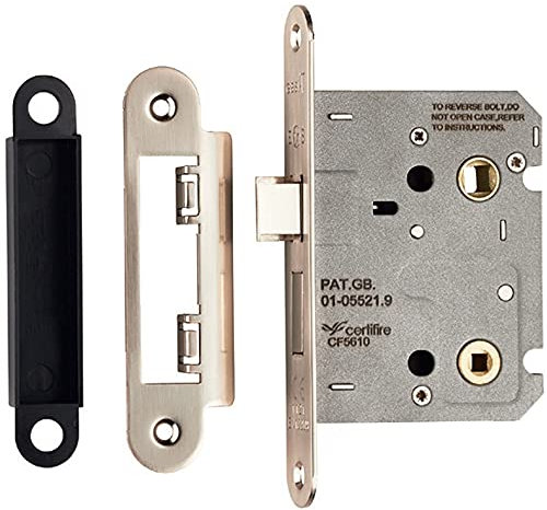 Locking Bathroom Door Sashlock Latch - Radius Forend - 76mm - Satin Nickel | Thumb Turn Bathroom Door Lock and Latch - Secure WC Privacy Sashlock - Available in Multiple Finishes