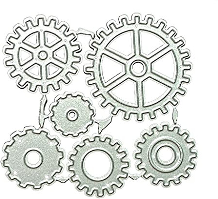 Kcibyvx Metall Stanzschablone Schablonen DIY Cutting Dies Scrapbooking transparent Siegel Stempelset Prägeschablone Kartenherstellung Fotoalbum Grußkarte, Zahnrad