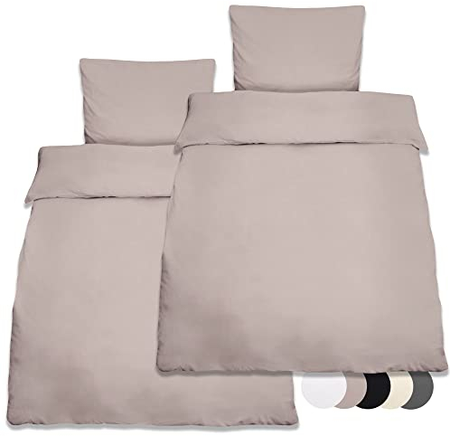 Beautissu Set di 2 Copripiumino 135x220 Julie - Federa Cuscino 80x80 - Biancheria da Letto Singolo, in 100% Cotone, Dotato di Cerniera - Talpa