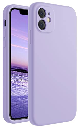 Cordking Designed for iPhone 11 Case, Silicone [Straight Edges] & [Camera Protecion] Upgraded Phone Case with Soft Anti-Scratch Microfiber Lining, 6.1 inch, Clove Purple
