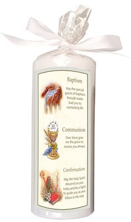 Candela per battesimo, comunione, cresima, 15,2 cm, confezione regalo