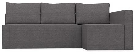 COMFORTLY Schonbezug für Ecksofa, Bett, rechte Seite, handgefertigt, kompatibel mit Friheten-Schlafsofa mit Chaiselonge, nur Bezüge – (Krone – Dunkelgrau)