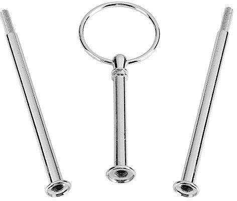 Etageren Stangen Set Metallstangen Mittellochausstech Crown/Runde Motive 2 bis 3 Etage Etagenplatte mit Glasboher zum Lochen für Hochzeitstorte Tortenständer Buffet(Rundes dreischichtiges Silber)