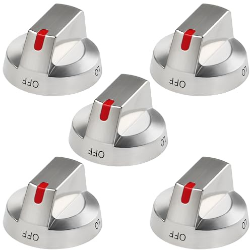 [Upgraded] DG64-00473A Stove Knobs for Samsung Oven Stainless Steel Gas Range Knobs Replacement NX58F5700WS NX58H5600SS NX58H5650WS NX58J7750SS - 5 Pcs
