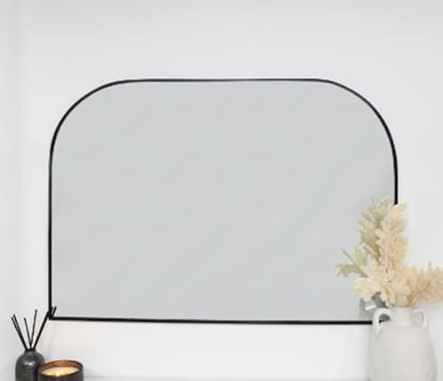 DEENZ Black Arch Over Mantle Mirror Ready To Hang, Ideal For Shelves And Bedroom Units, Sleek Minimalist Design.