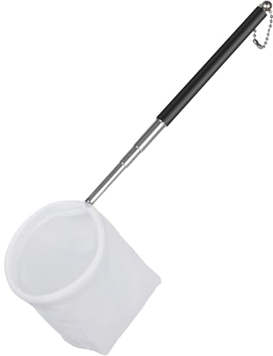 Pawfly Aquarium Shrimp Net 8 cm Tiny Fish Tank Net with Extendable Stainless Steel Handle Soft Round Fine Mesh for Shrimp Food Residue Debris Skimming for Fish Tanks & Small Ponds