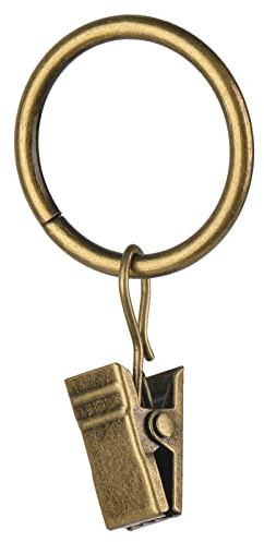 30 ganchos de latón antiguo para barra de cortina, este pequeño anillo de cortina con clips se adapta a paneles de cortinas de hasta 0.4 ~ 0.75 pulgadas