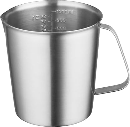 Messbecher Edelstahl 1L Edelstahl Messkanne mit Maßeinheiten & Griff Metallkännchen Spülmaschinenfest Milchaufschäumbecher Messbecher, …