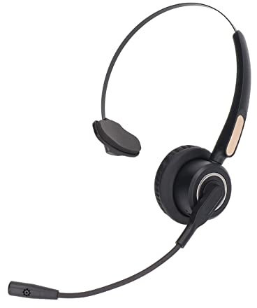 Single Ear USB Headset, Monaural Headphone with Microphone, Bluetooth Noise Canceling Headset, On-Ear Wireless Call Center Headset for Office Home Business