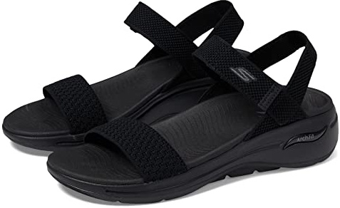 Skechers Women's GO Walk Arch FIT Sandal, Black Textile, 2 UK