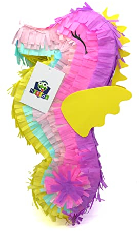 Nislai® Seepferdchen Pinata | Ideal für die Mädchen Geburtstag Party | Pinata Geburtstag | Perfekt als Pinata Geschenk | Für Geburtstag oder als Deko Party | (mini) u. 40x20x10 cm