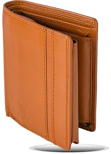 MATADOR® Herren Geldbörse Leder Brieftasche TüV Geprüfter Portemonnie Damen 10 Kartenfächer Hell-Braun