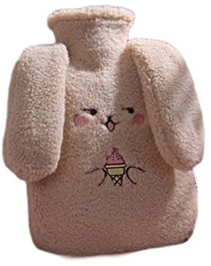 1 X 1000Ml Wärmflasche mit Bezug, Hase Langzeitwärme Bettflasche Für Wärmehaltung Braunes Kind Für Kinder & Erwachsene Bettflasche Flauschig Handwärmer Für Kinder & Erwachsene