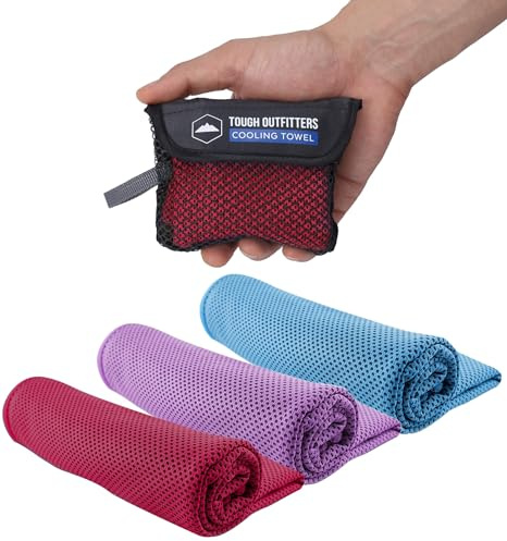 Tough Outdoors Toalla Gimnasio Hombre/Mujer - Toalla Gimnasio Pequeña 100 x 30 cm - Refrescante de Secado Rápido y con Protección Solar UPF50-3X Toallas Gym Yoga Deporte - con Bolsa de Transporte