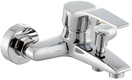FQYEP Wasserhahn Badewanne Schwarz,Badewannen Armaturen,Mischbatterie Badewanne Schwarz,Matt-schwarz,Bad Armatur Badewanne,Messing,Einhand- Wannenbatterie,Chrom