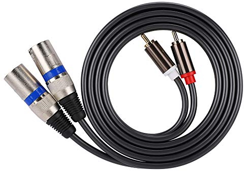 Tonysa 1,5 M für Cinch-Stecker auf XLR-Stecker Audio-Adapterkabel Dual-Cinch-auf-XLR-Verbindungskabel Zweireihiges PVC-Draht-Mikrofonkabel Drahtkabel Dual-Buchse XLR auf Dual-Cinch-Kabel