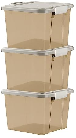 GONICVIN Plastic Storage Boxes with Lids, 3 Packs 40L Stackable Storage Container with Handles for Home and Office