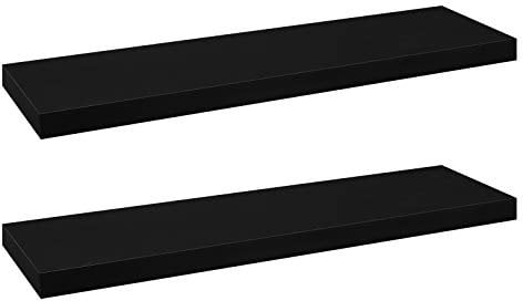 eSituro Wandregal, schwebendes schwarzes Regale für Wandmontage, 2er-Set Schweberegal Hängeregal Wandbrett im Wohnzimmer Schlafzimmer Küche Badezimmer, 90x3,8x22,9 cm