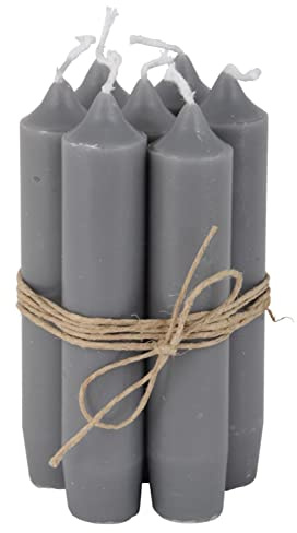 8er Set, tolle im Vintage-Stil klassische Stabkerzen im Landhauslook. Farbe ' DUNKELGRAU '. Schmal geschnitten, 2,2 cm Durchmesser, Höhe 11 cm, Hoher Neidfaktor.