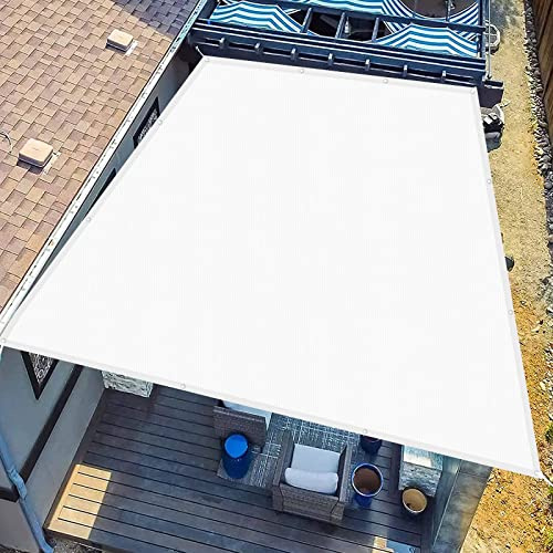 Tenda da Sole per Esterno 2 x 7 m Rettangolare Impermeabile Antistrappo Telo Protezione Tenda da Sole con Kit di Fissaggio Occhielli per Esterno,Giardino e Terrazza Piscina, Bianco