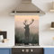Premium 60 cm x 75 cm Wild Misty Stag Glass 6mm Kitchen Splashback Heat Resistant Toughened Polished Edges - Back Splash Back Coloured Hob Painted Tempered Splashback