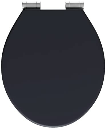 Go Bathrooms Toilet Seat Universal Matt Black Soft Close Easy to Clean Quick Installation Toilet Seat with Comfortable Durable Design Seat Black