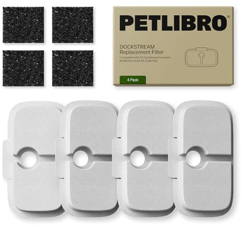 PETLIBRO Replacement Filters, for Dockstream Cat Water Fountains PLWF115, PLWF105, PLWF005, Subscribe Option Available (4-Pack)